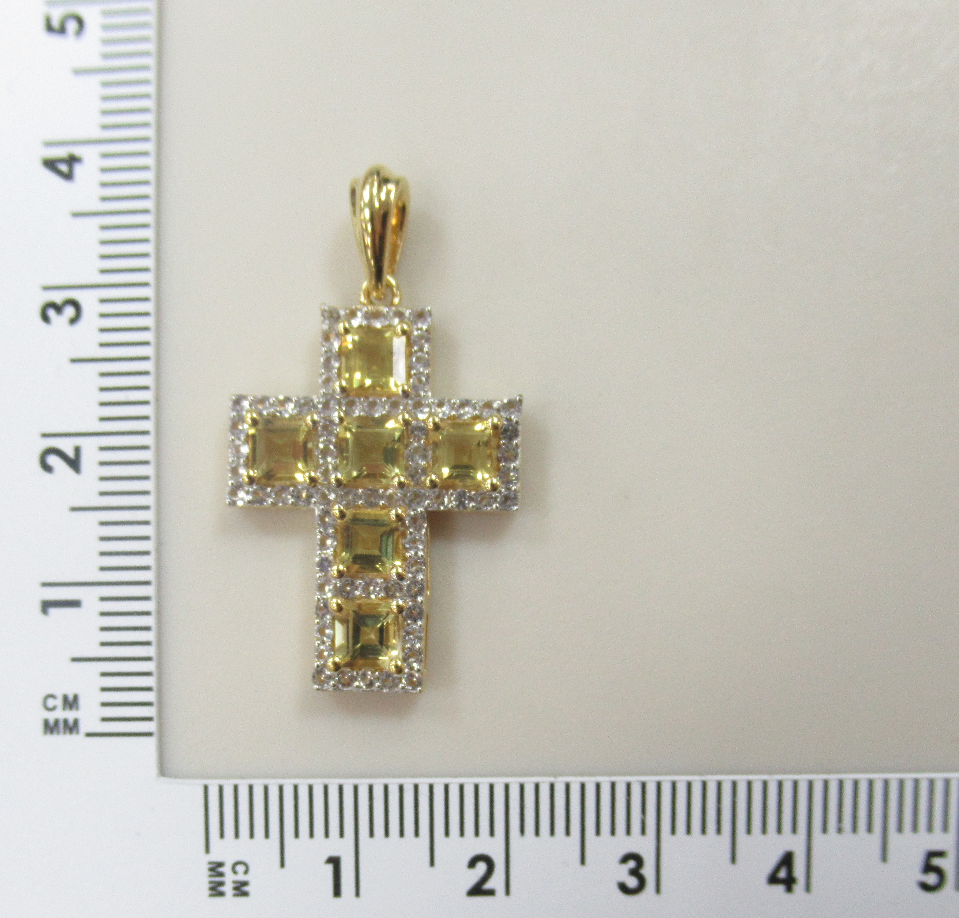 Серебряная подвеска-крест с гелиодорами